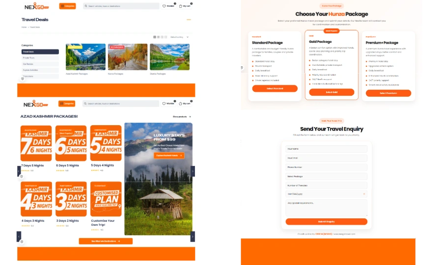 NexGo Travels Travel Deals Page Preview