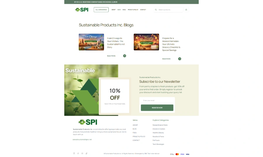 Sustainable Products Blog Page Preview
