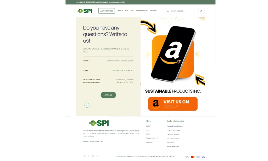 Sustainable Products Contact Page Preview